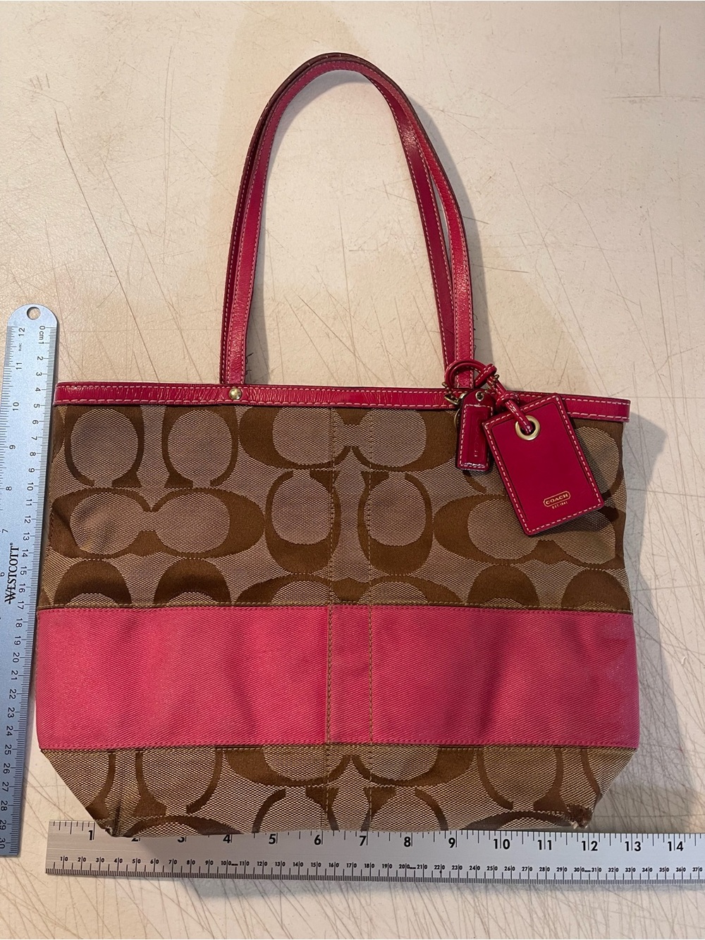 2017 Coach Signature Stripe tote